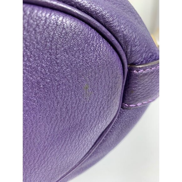 MICHAEL Michael Kors Fulton Large Purple Leather Shoulder Handbag Belted Sides - Picture 10 of 16